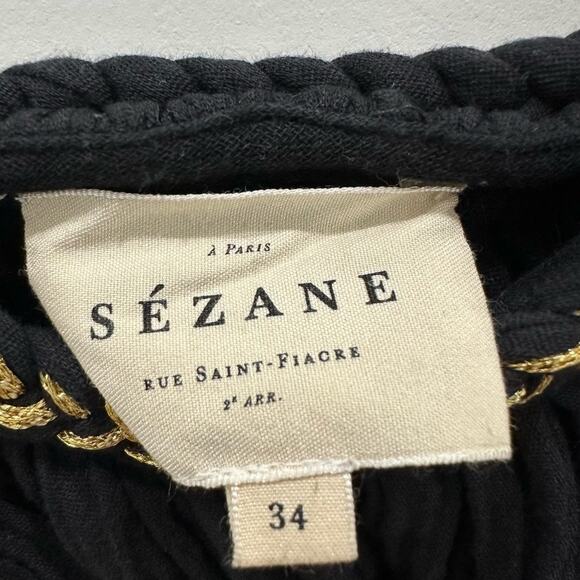 Sezane Sacha Organic Cotton Black Maxi Dress. - Picture 7 of 7